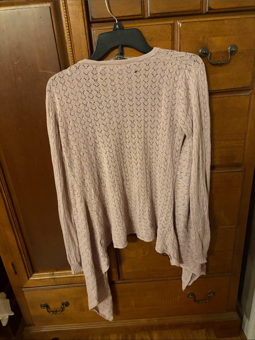 Light Mauve Open-Front Knit Cardigan Sweater - Women - Picture 2 of 2